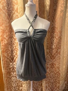 American Eagle Outfitters Gray Twist Halter Tank